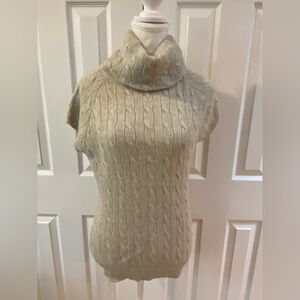 Ralph Lauren Rugby Taupe Cap Sleeve Cowl Neck Wool Blend Size M